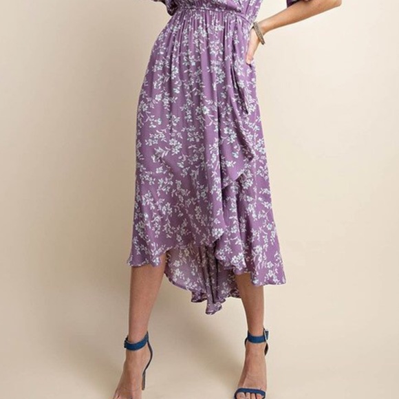 💕 Lavender Lilac floral wrap Dress - Picture 7 of 7